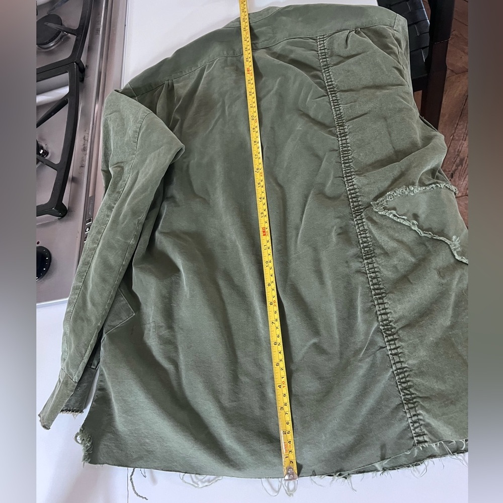 Men's Olive Patchwork Military Jacket - Picture 9 of 9